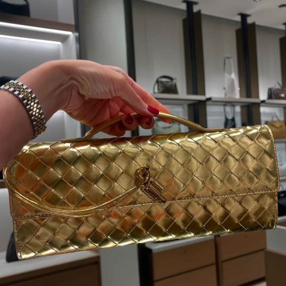 Bottega Veneta Handbags - Bottega veneta andiamo clutch Gold